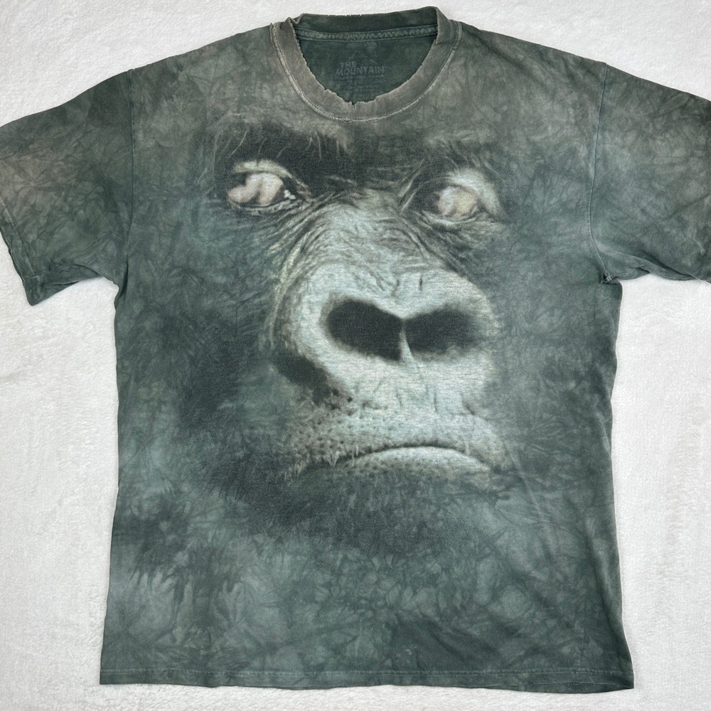 The Mountain Gorilla Graphic T-Shirt Green Tie Dye Distressed Mens Large 558